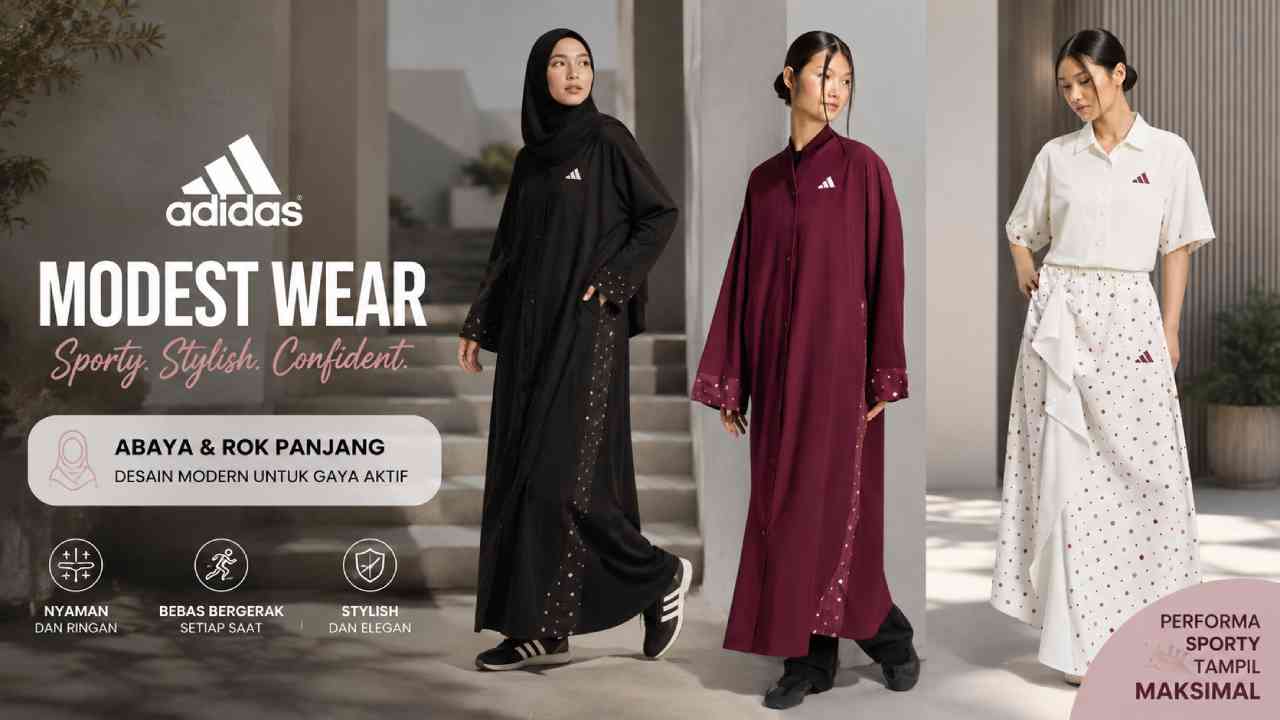 adidas Tampil Beda dengan Modest Wear, Abaya dan Rok Panjang Makin Stylish