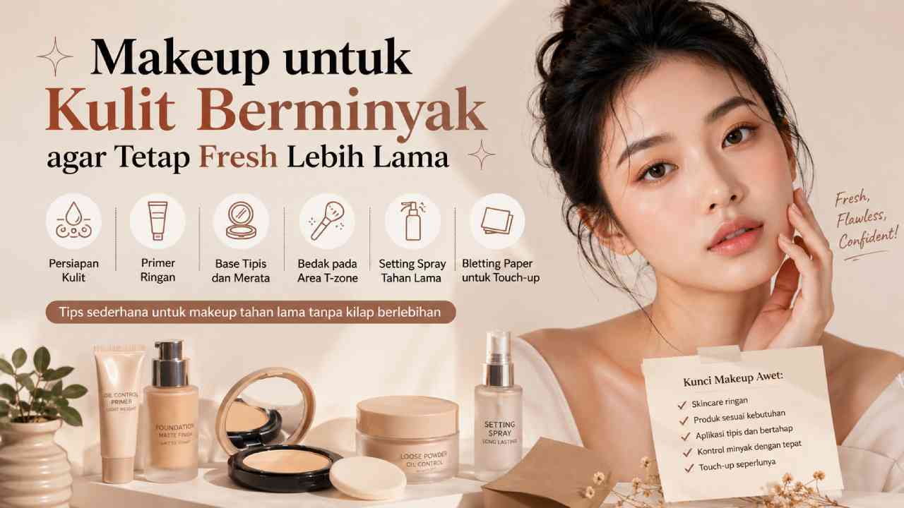 Makeup untuk Kulit Berminyak agar Tetap Fresh Lebih Lama