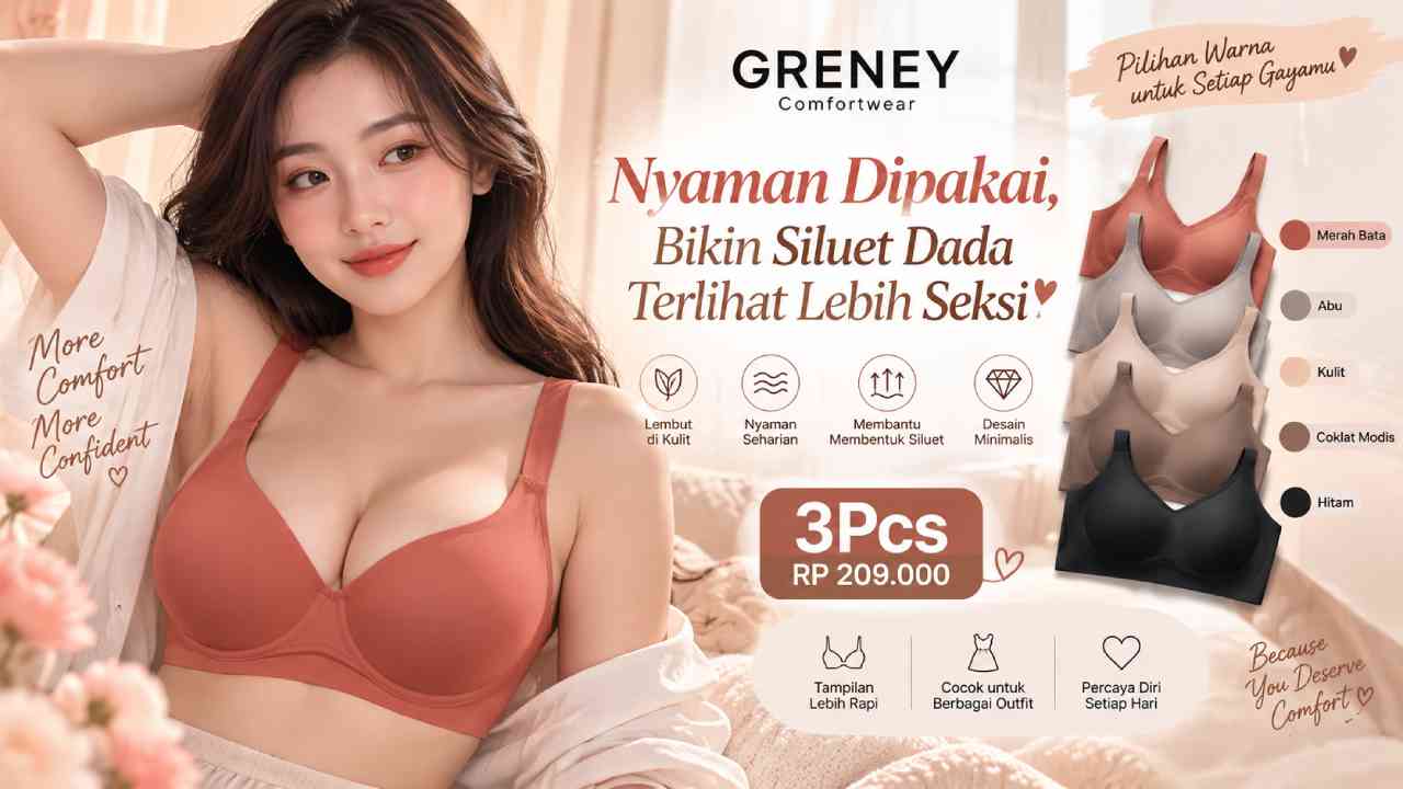 Bra GRENEY Nyaman Dipakai, Bikin Siluet Dada Terlihat Lebih Seksi