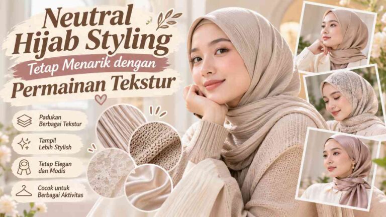Neutral Hijab Styling Tetap Menarik dengan Permainan Tekstur